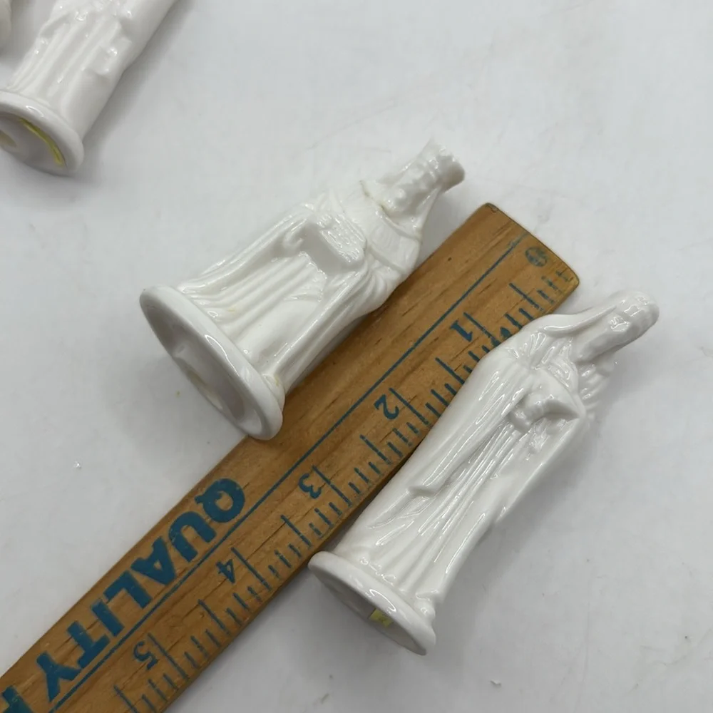 Vintage Small White Ceramic Nativity Figurines Set Christmas Decor Collectible